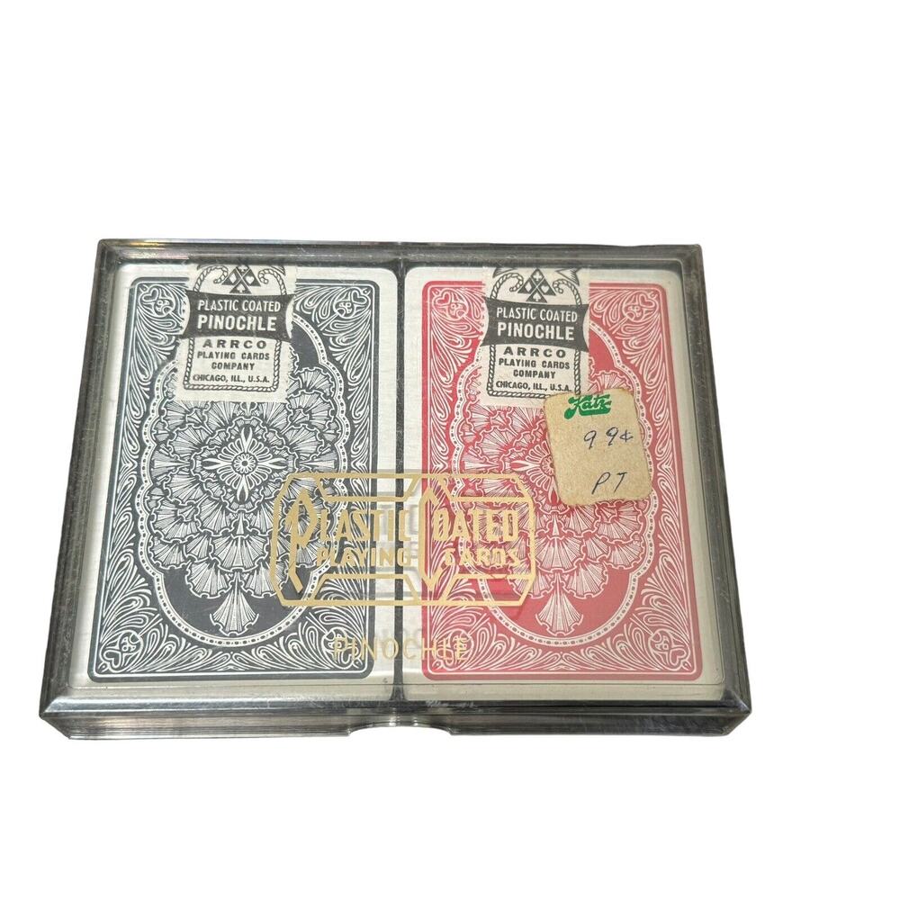 Arrco Playing Card Co. Pinochle VTG USA In Original Plastic Case Chicago SEALED - Picture 3 of 9